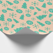 Türkis Winter Snowflake Weihnachtsbaum Geschenkpapier (Ecke)