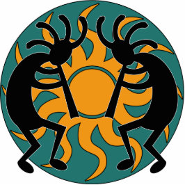 Türkis Yellow Black Tribal Southwest Kokopelli Freistehende Fotoskulptur