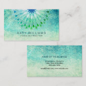 Türkis Yoga Instructor Lotus Blume Wasserfarbe Visitenkarte (Vorne/Hinten)