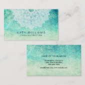 Türkis Yoga Instructor Lotus Blume Wasserfarbe Visitenkarte (Vorne/Hinten)