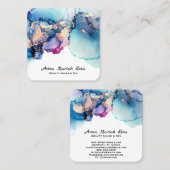 *~* Türkis Yummy Abstrakt AP29 Aquamarin Gold Gild Quadratische Visitenkarte (Vorne/Hinten)