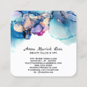 *~* Türkis Yummy Abstrakt AP29 Aquamarin Gold Gild Quadratische Visitenkarte (Rückseite)