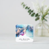 *~* Türkis Yummy Abstrakt AP29 Aquamarin Gold Gild Quadratische Visitenkarte (Stehend Vorderseite)
