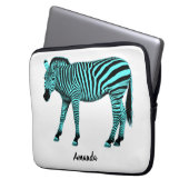 Türkis Zebra Electronics Bag mit Ihrem Namen Laptopschutzhülle (Vorderseite Links)