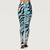 Türkis Zebra Print Abstrakt Leggings (Rückseite)
