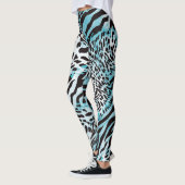 Türkis Zebra Print Abstrakt Leggings (Links)