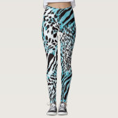 Türkis Zebra Print Abstrakt Leggings (Vorderseite)