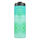 Türkis-Zebra-Streifen blaues, grünes Tiermuster Thermosbecher (Vorderseite)