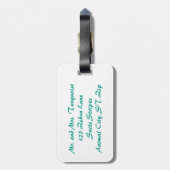 Türkis Zebra Streifen Gepäckanhänger (Rückseite vertikal)