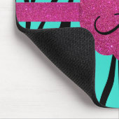 Türkis Zebra stripes Monogramm Mousepad (Ecke)