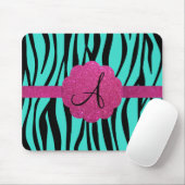 Türkis Zebra stripes Monogramm Mousepad (Mit Mouse)