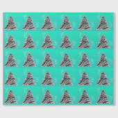 Türkis Zebra Weihnachtsbaum Geschenkpapier (Flach)