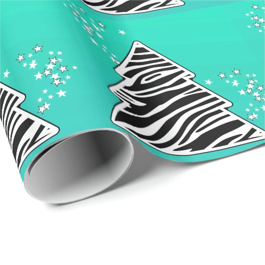 Türkis Zebra Weihnachtsbaum Geschenkpapier (Rolleneckpunkt)