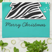 Türkis-Zebra-Weihnachtsbaum Küchentuch (Gefaltet)