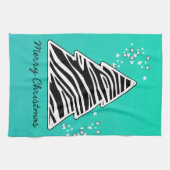 Türkis-Zebra-Weihnachtsbaum Küchentuch (Horizontal)