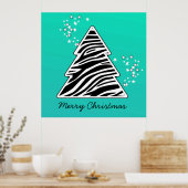 Türkis Zebra Weihnachtsbaum Poster (Küche)