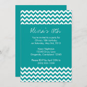 Türkis Zickzack Geburtstag Einladung (Vorne/Hinten)
