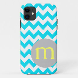 Türkis-Zickzack Monogramm-Initiale Case-Mate iPhone Hülle