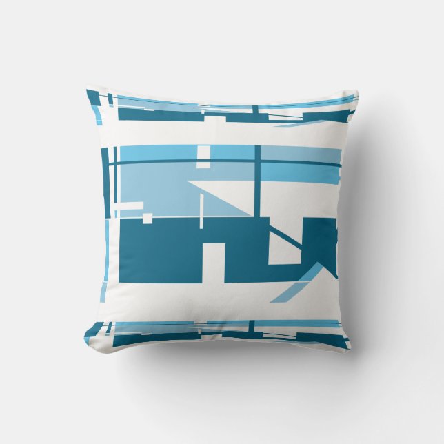 Türkisaqua auf weißem, horizontalem Südwestaussehe Kissen (Vorderseite)