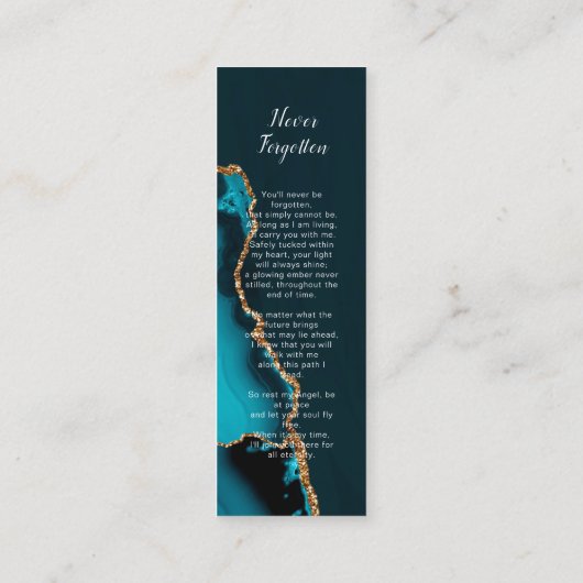 Türkisbeerdigung Lesezeichen, Beerdigung Keepake C Mini Visitenkarte (Rückseite)