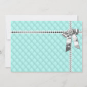 Türkisblau 1. Vintage Silberstreifen-Perlen Einladung (Rückseite)