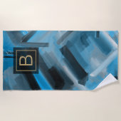 Türkisblau Abstrakte Kunstmalerei und Typografie Strandtuch (Vorderseite)