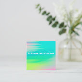 Türkisblau Abstrakte Wasserfarbe Textur Quadratische Visitenkarte (Stehend Vorderseite)