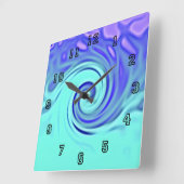 Türkisblau Abstrakte Wave Art Quadratische Wanduhr (Winkel)