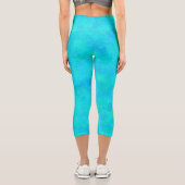 Türkisblau Abstraktes Muster Capri Leggings (Rückseite)