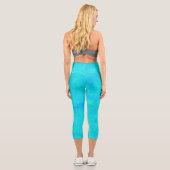 Türkisblau Abstraktes Muster Capri Leggings (Rückseite)