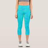 Türkisblau Abstraktes Muster Capri Leggings (Vorderseite)