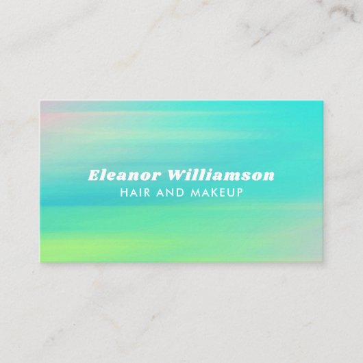 Türkisblau Abstraktes Wasserfarben Kreatives Haar Visitenkarte (Vorderseite)