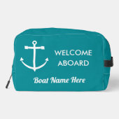 Türkisblau Ankerplatz Name des Schiffes Waschbeutel (Rückseite)