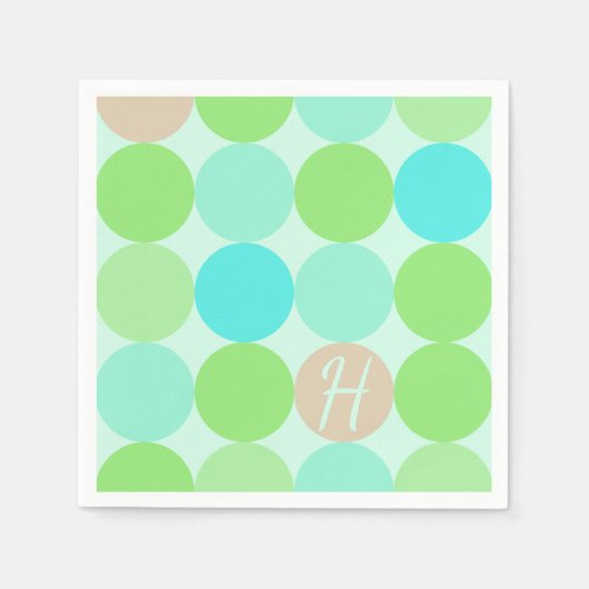 Türkisblau, Apfelgrün und helle Korallenzirkel Serviette (Vorderseite)