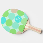 Türkisblau, Apfelgrün und helle Korallenzirkel Tischtennis Schläger (Seitenansicht)