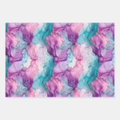 Türkisblau Aqua Lila Goldmarmor Geschenkpapier Set (Vorderseite 3)