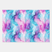 Türkisblau Aqua Lila Goldmarmor Geschenkpapier Set (Vorderseite 2)