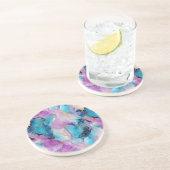 Türkisblau Aqua Lila Goldmarmor Getränkeuntersetzer (Seite)