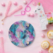 Türkisblau Aqua Lila Goldmarmor Pappteller (Party)