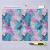 Türkisblau Aqua Lila Goldmarmor Seidenpapier (Handwerk)