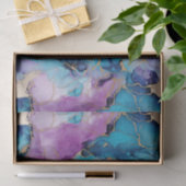 Türkisblau Aqua Lila Goldmarmor Seidenpapier (Geschenk)
