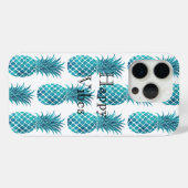 Türkisblau Aqua Tropische Ananas Case-Mate iPhone Hülle (Rückseite (Horizontal))