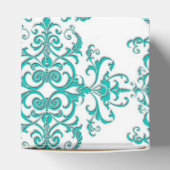 Türkisblau (Aqua) und weißer Extravaganter BlumenD Geschenkschachtel (Oben)