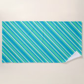 Türkisblau, Aqua, weißes Streifen Strandtuch (Vorderseite)