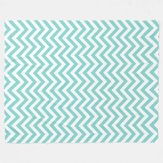 Türkisblau Aqua Weißes Zickzack ZigZag Muster Fleecedecke (Vorderseite (Horizontal))