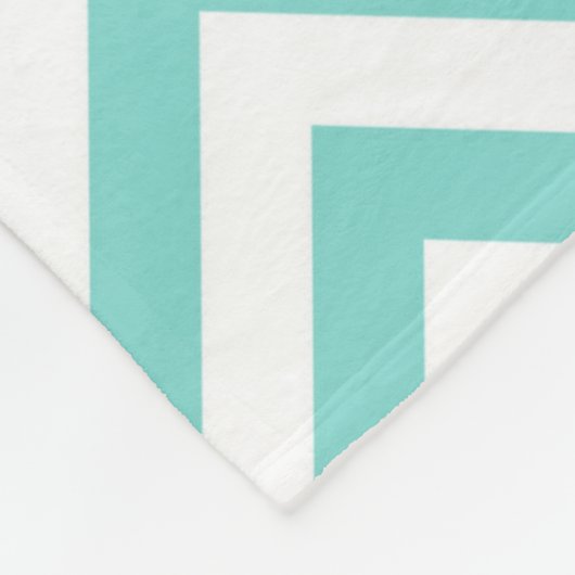 Türkisblau Aqua Weißes Zickzack ZigZag Muster Fleecedecke (Ecke)