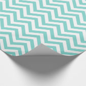 Türkisblau Aqua Weißes Zickzack ZigZag Muster Geschenkpapier (Ecke)
