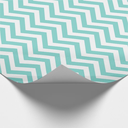 Türkisblau Aqua Weißes Zickzack ZigZag Muster Geschenkpapier (Ecke)