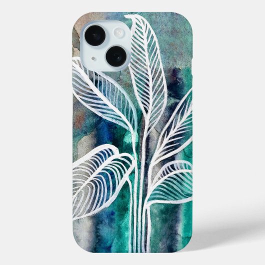 Türkisblau & Aquamarin Moderne botanische Wasserfa Case-Mate iPhone Hülle (Rückseite)