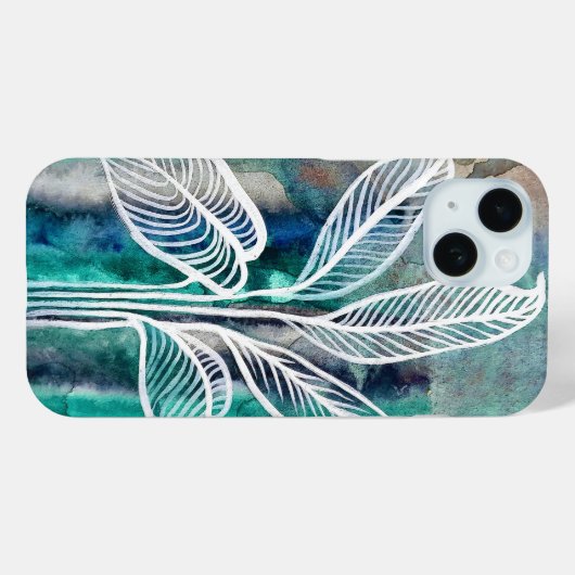 Türkisblau & Aquamarin Moderne botanische Wasserfa Case-Mate iPhone Hülle (Rückseite (Horizontal))